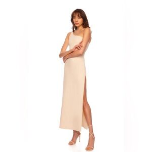 Susana Monaco One Arm High Slit Dress Blanched Almond Nude Small NWT